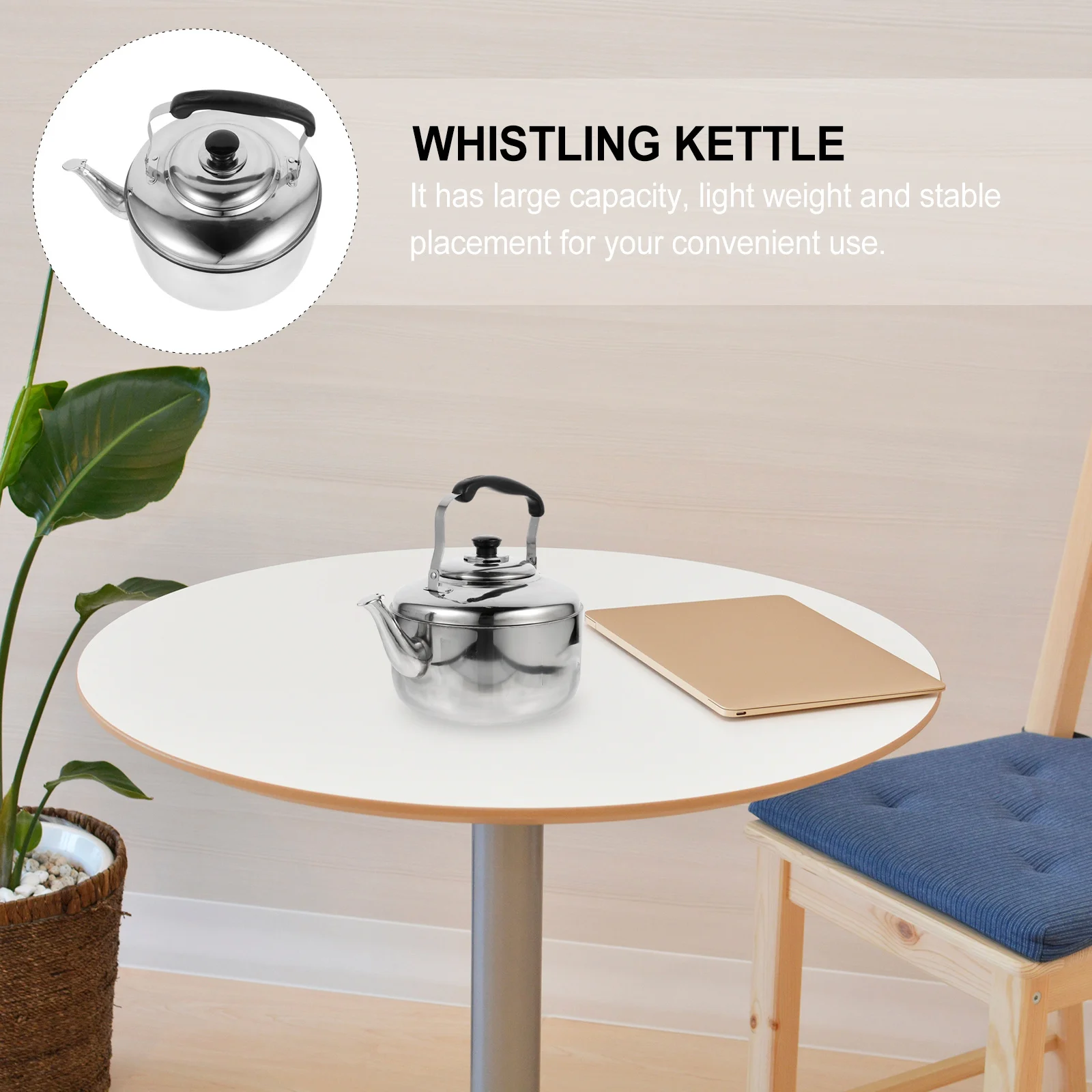 

Stainless Steel Heating Kettle Large Capacity Gas Stove Whistling Water Boiler Tea Coffee Sounding Kettle Teakettle for Home