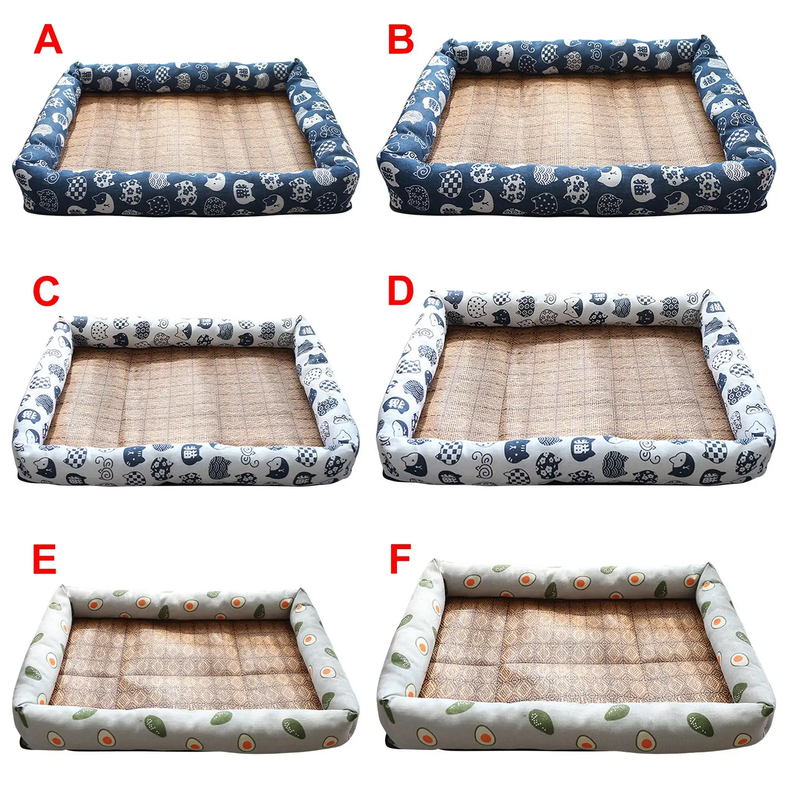 

Pet Cooling Mat Pad for Dogs Cats Natural Rattan Cushion Joint Relief and