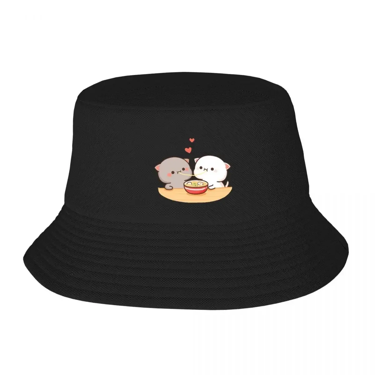 Peach And Goma Mochi Cat Eating Ramen Adult Fisherman's Hat Bob Bucket Hats Men Women Caps fisherman Hat Girl Boy Hat