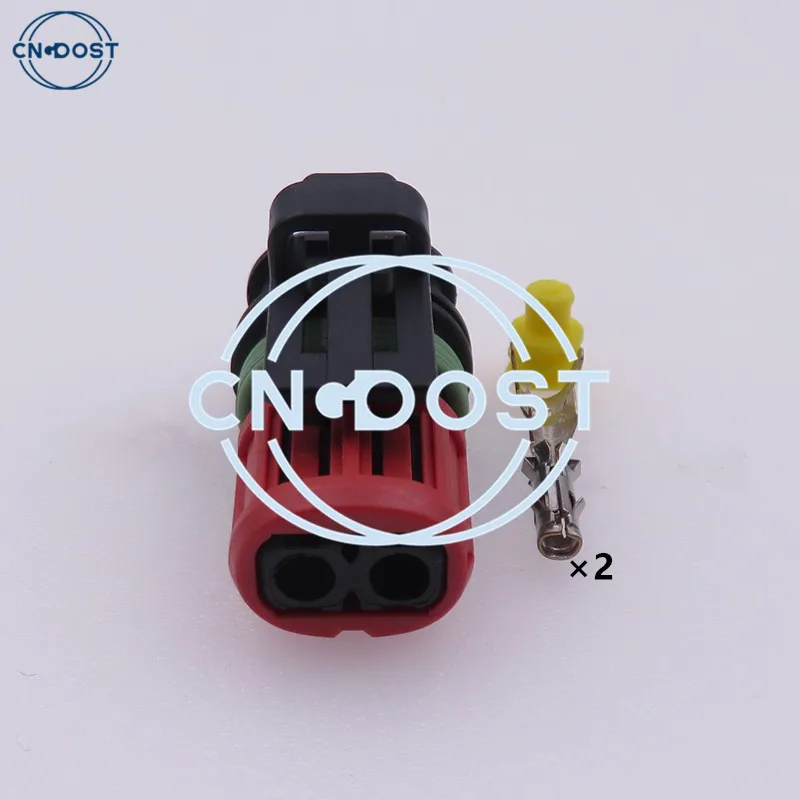 1 Set 2 Pin Waterproof Plug AC Assembly Socket Car Connector 1337245-3 For Volvo Excavator EC210 EC360 EC480 Injector