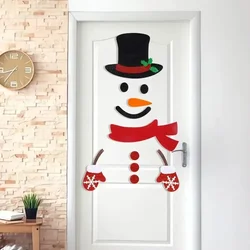 Natal porta janela adesivos pano de feltro boneco de neve papai noel elk adesivo de parede natal decoração para casa feliz ano novo 2024