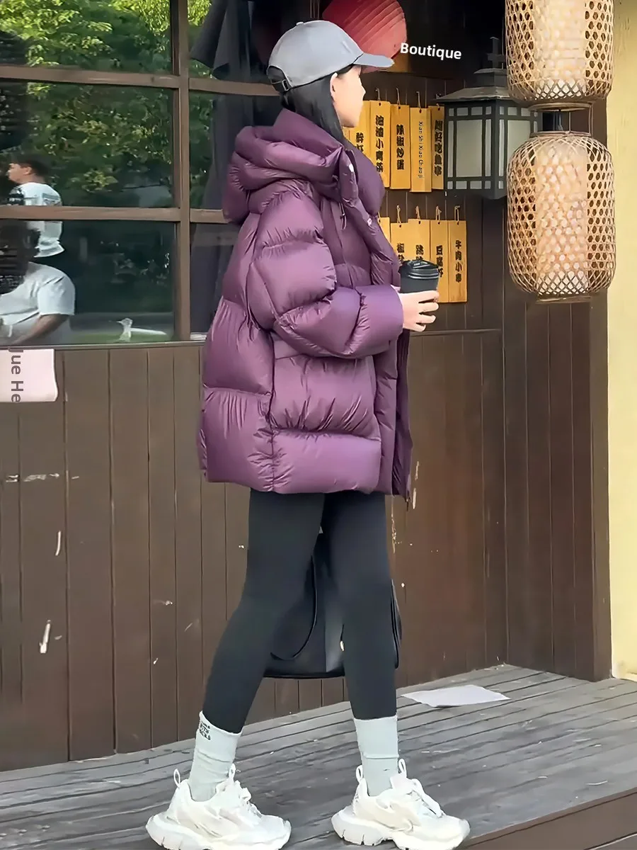 

Женская зимняя куртка-пуховик Thiened белого цвета, с капюшоном, теплая, стандартной длины, без бренда