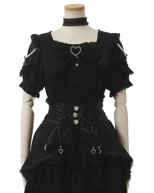 

Sweet Cute Big Bow Short Sleeve Bottoming Tops for Women Japanese Style Mine Mass-Produced Soft Girl Solid Color T-shirt