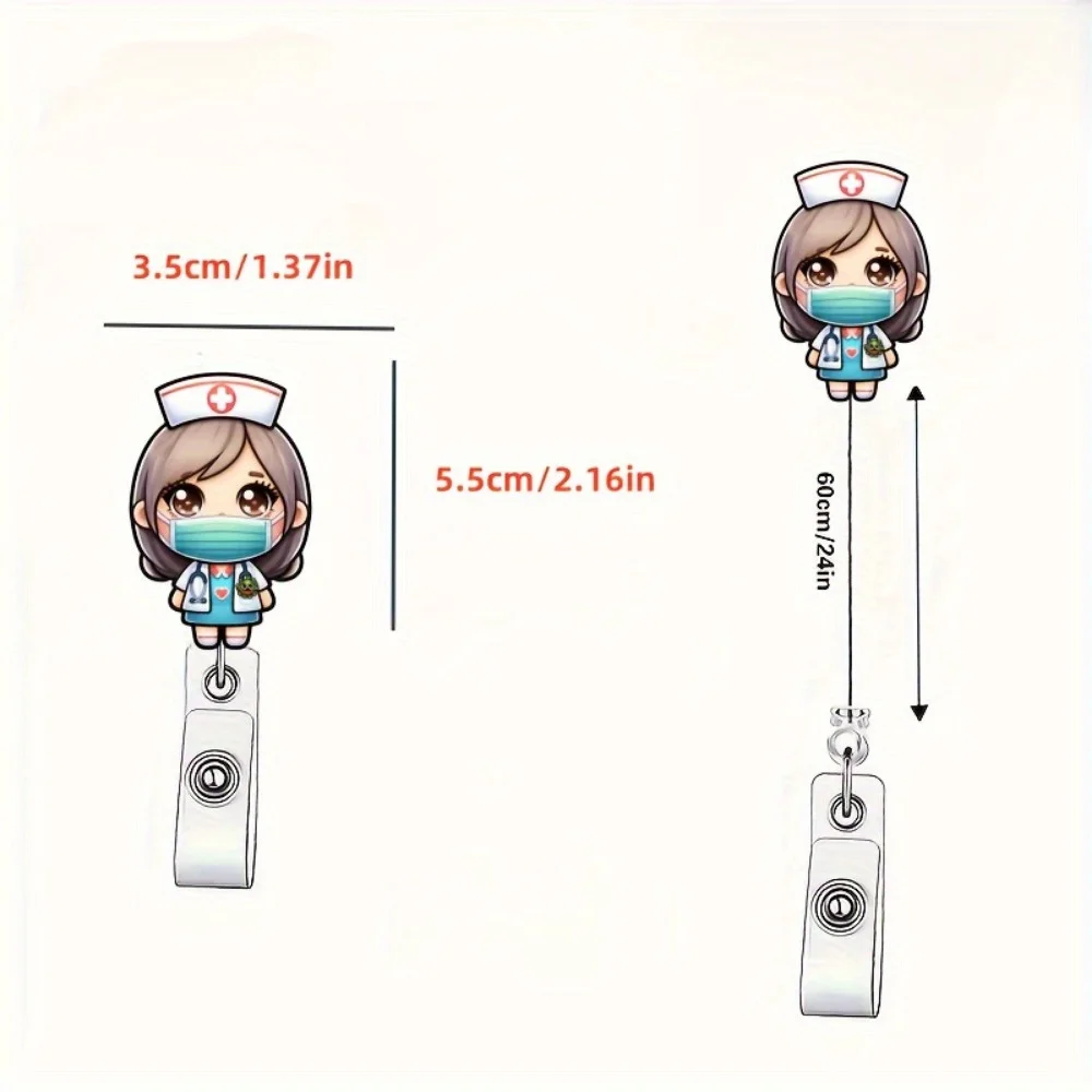 2 Ausweishalter für Krankenschwestern im Cartoon-Stil. Ausziehbare ID-Clips für RNs, LPNs und medizinische Assistenten.