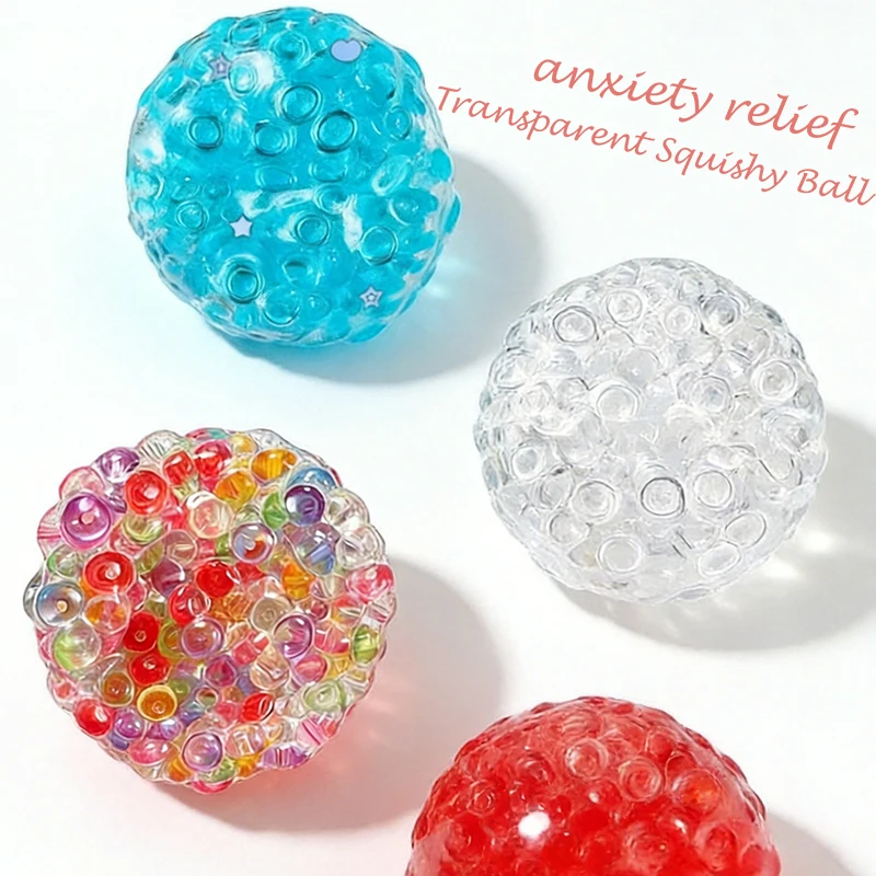 

Transparent Squishy Balls Ice Beads Sensory Decompression Toy Soft Anti Anxiety Ease Nervousness Fidget Relaxing Desktop Gift