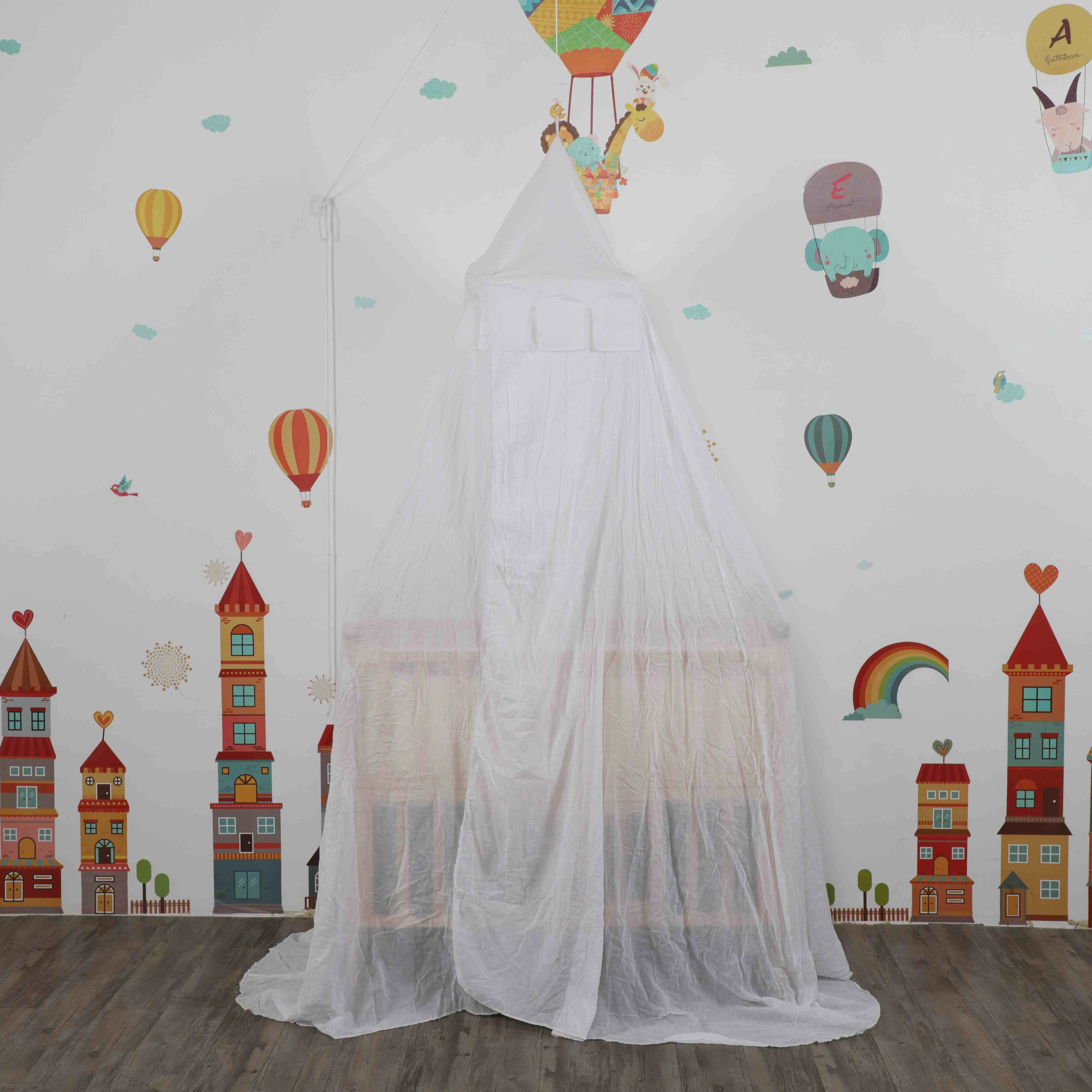 Pom Pom Hanging Mosquito Net Bed Canopy Baby Crib