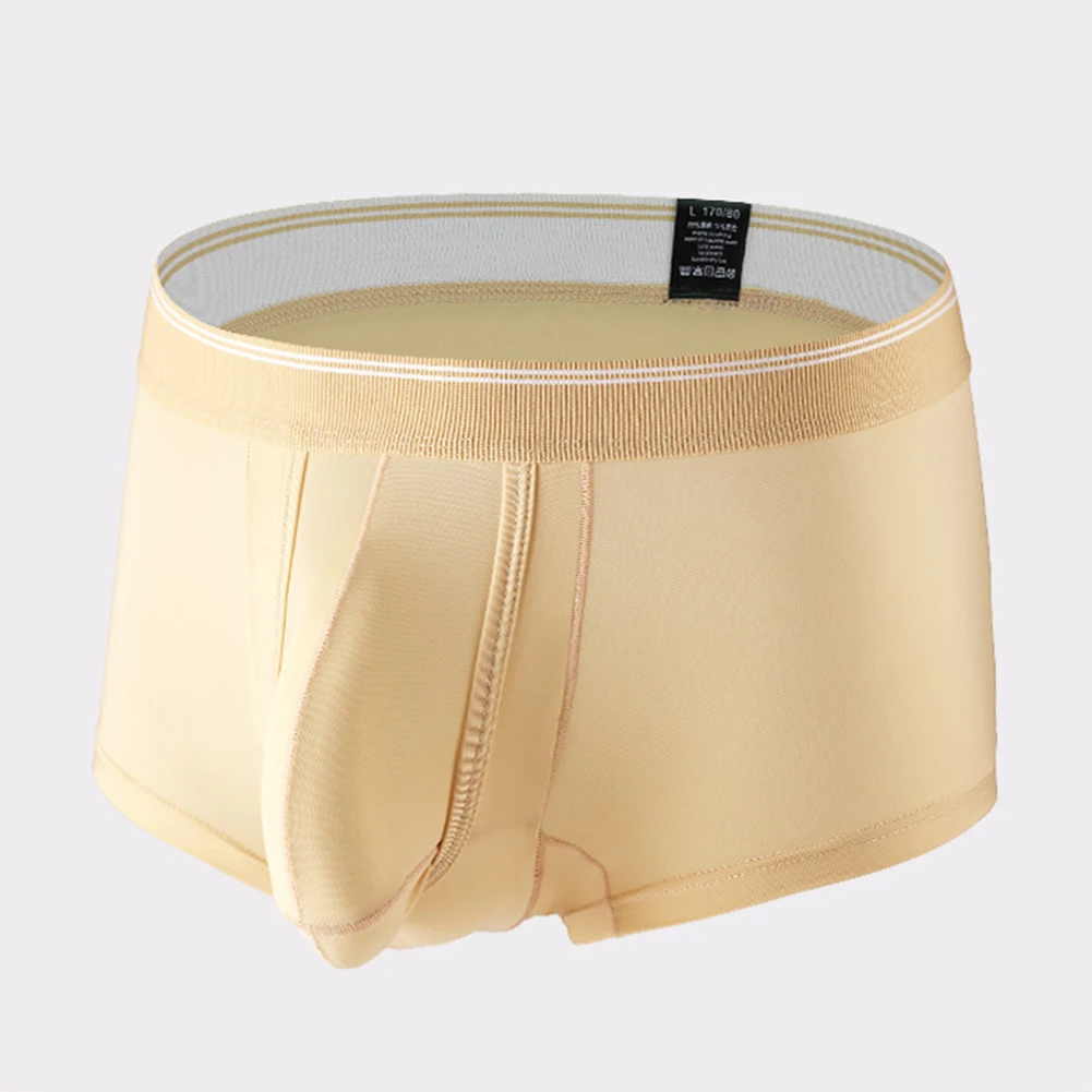 Biancheria intima da uomo sexy Ice Slik a vita media Slip boxer traspiranti Mutande solide Custodia rigonfia Mutandine elastiche