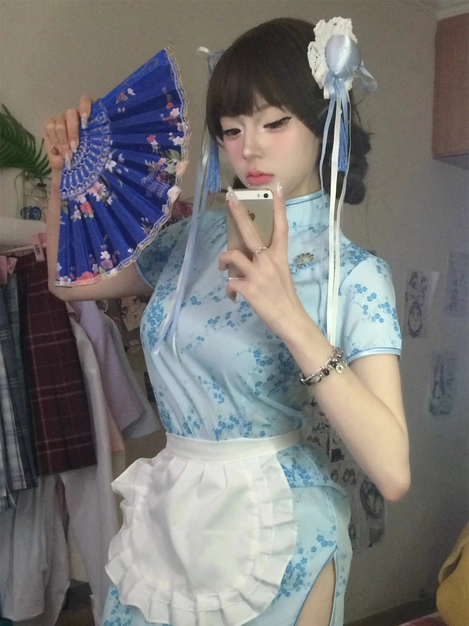 فستان تشيونغسام جديد بالطراز الصيني، زي تنكري للهالوين وعيد الميلاد، تنورة خادمة ناعمة للفتيات، تشيونغسام قصير للارتداء اليومي