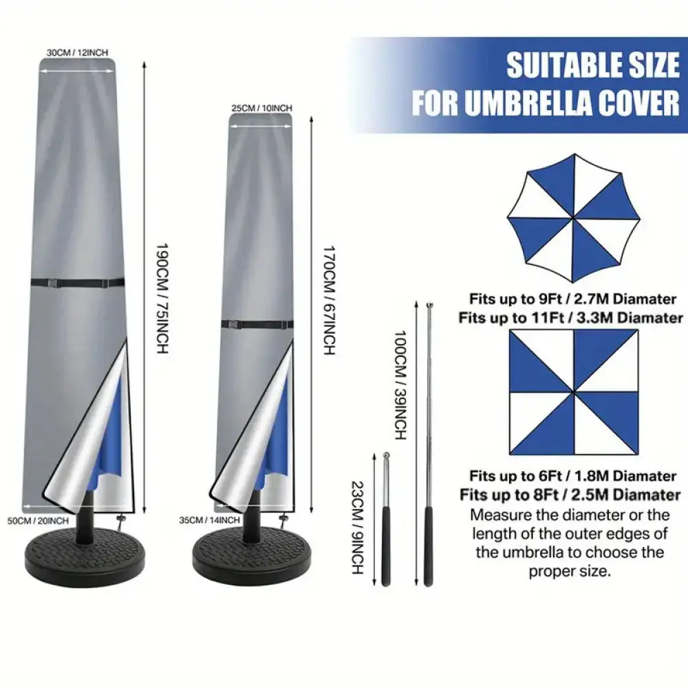 Waterproof Patio Cantilever Umbrella Cover Outdoor Banana Parasol Protector Oxford Fabric Dustproof Garden Yard Equipment