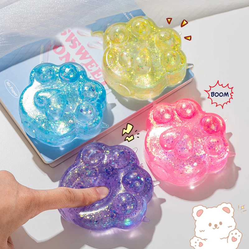 

4 Colors Cat Paw Pinch Stress Relief Toy Venting Ball Fidget Toys Taba Squishy Decompression For Office Classroom Holiday Gifts