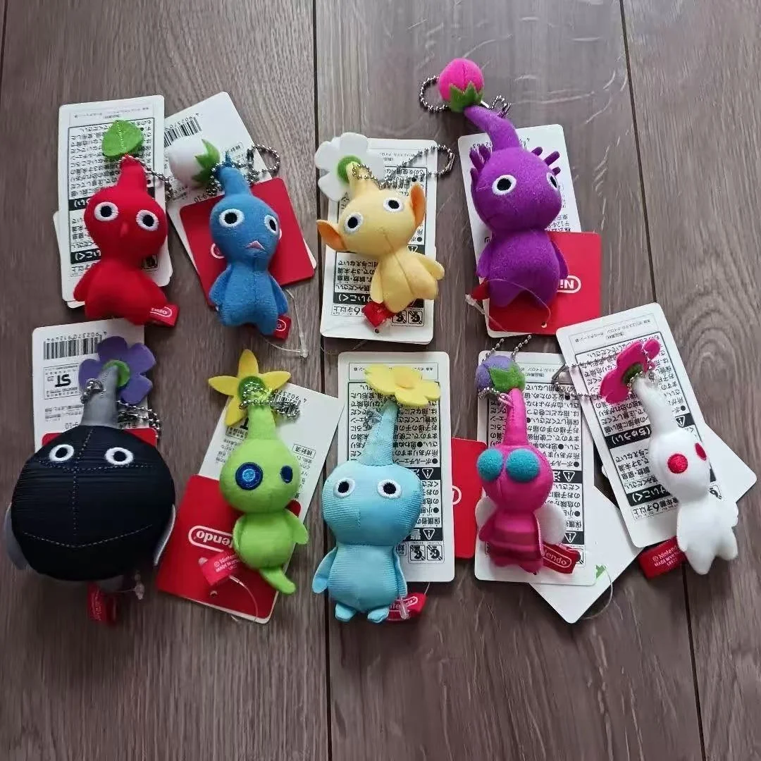 Hot 10cm Mini Plush Pikmin Doll Keychain Soft Stuffed Bag Charm Pendant Decoration Red Yellow Blue Multicolored Toy Hanging Gift