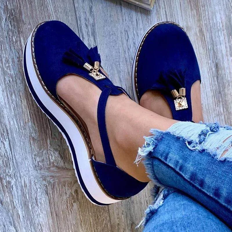 

Women Flat Shoes Summer Vulcanized Shoes Solid Color Thick Bottom Women's Sandals Fashion Tassel Casual Style Women's Shoes