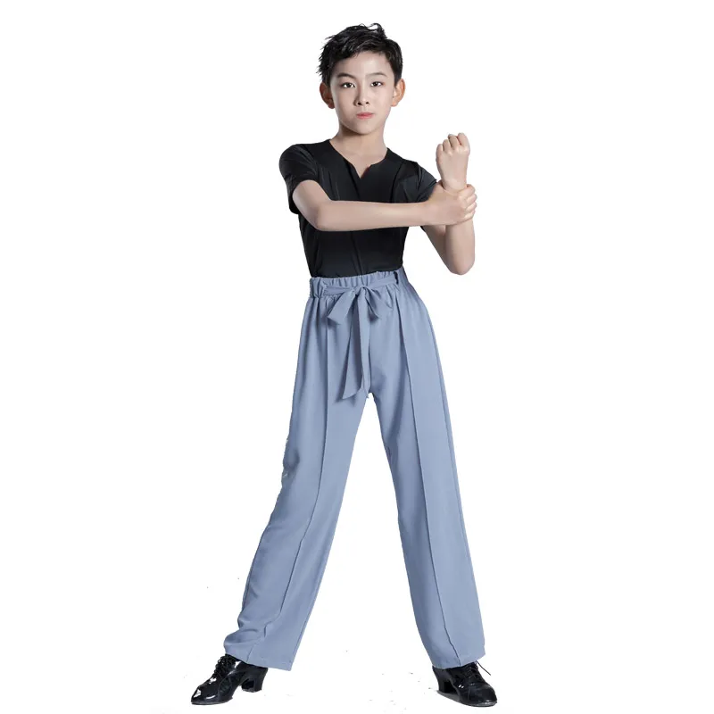 Robe de danse latine à manches courtes pour enfants, ensemble de performance pour garçons, vêtements d'entraînement pour tango, été