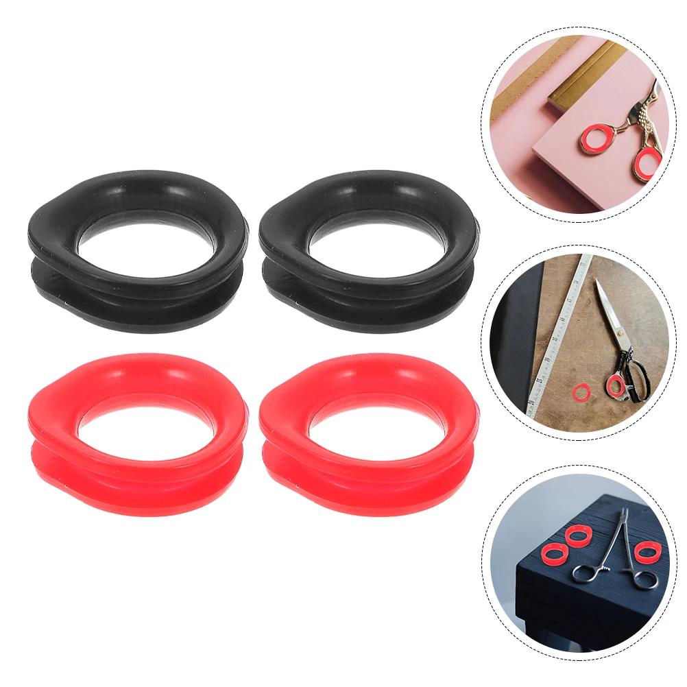 

4pcs Silicone Scissors Finger Rings Hairdressing Pet Grooming Non-S Comfortable Protective Grip For Hair Cutting Shears Pets