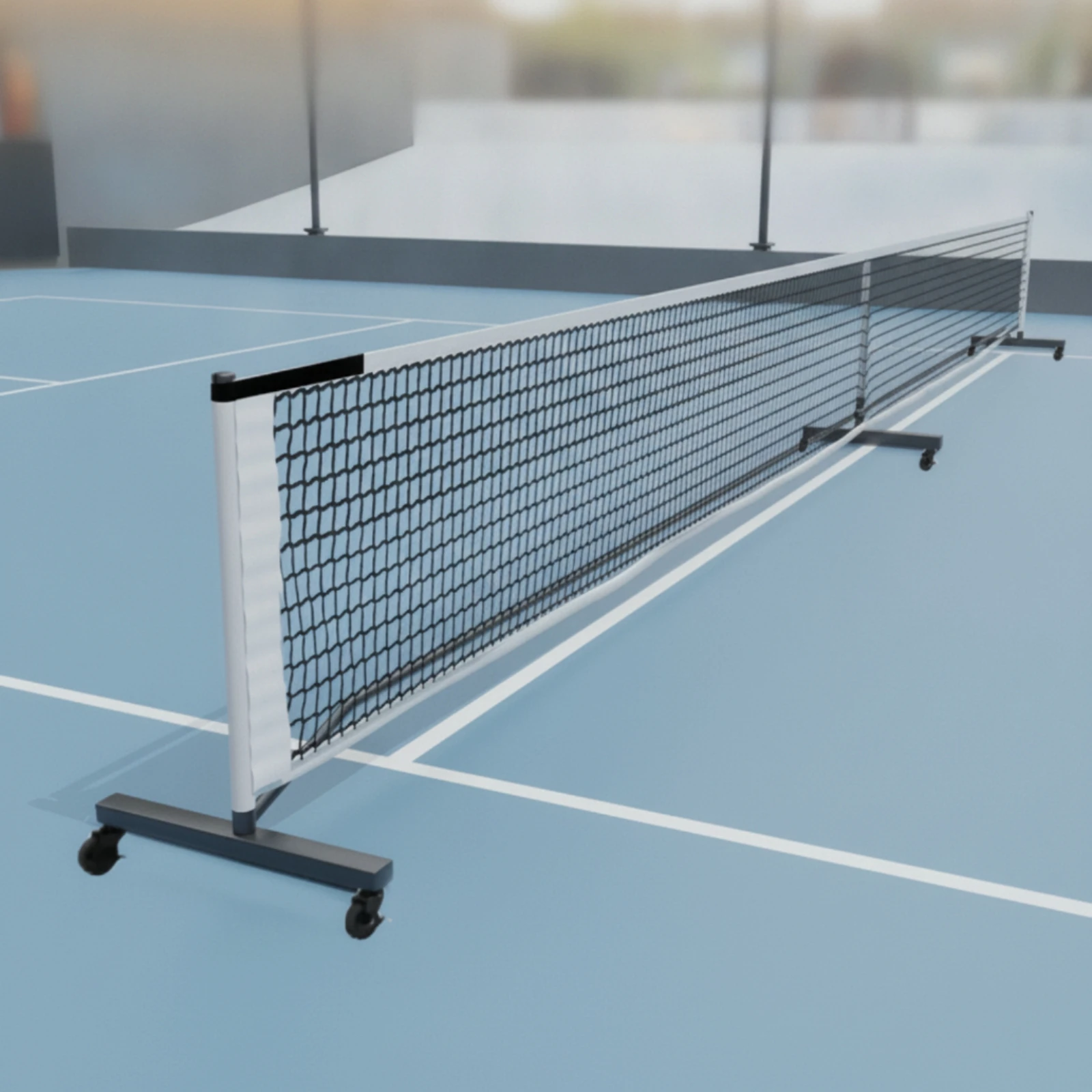 Pickleball Net with Wheels Mobile Pickleball Net Stable Heavy-Duty for Clubs, Multi-Use Sports Areas