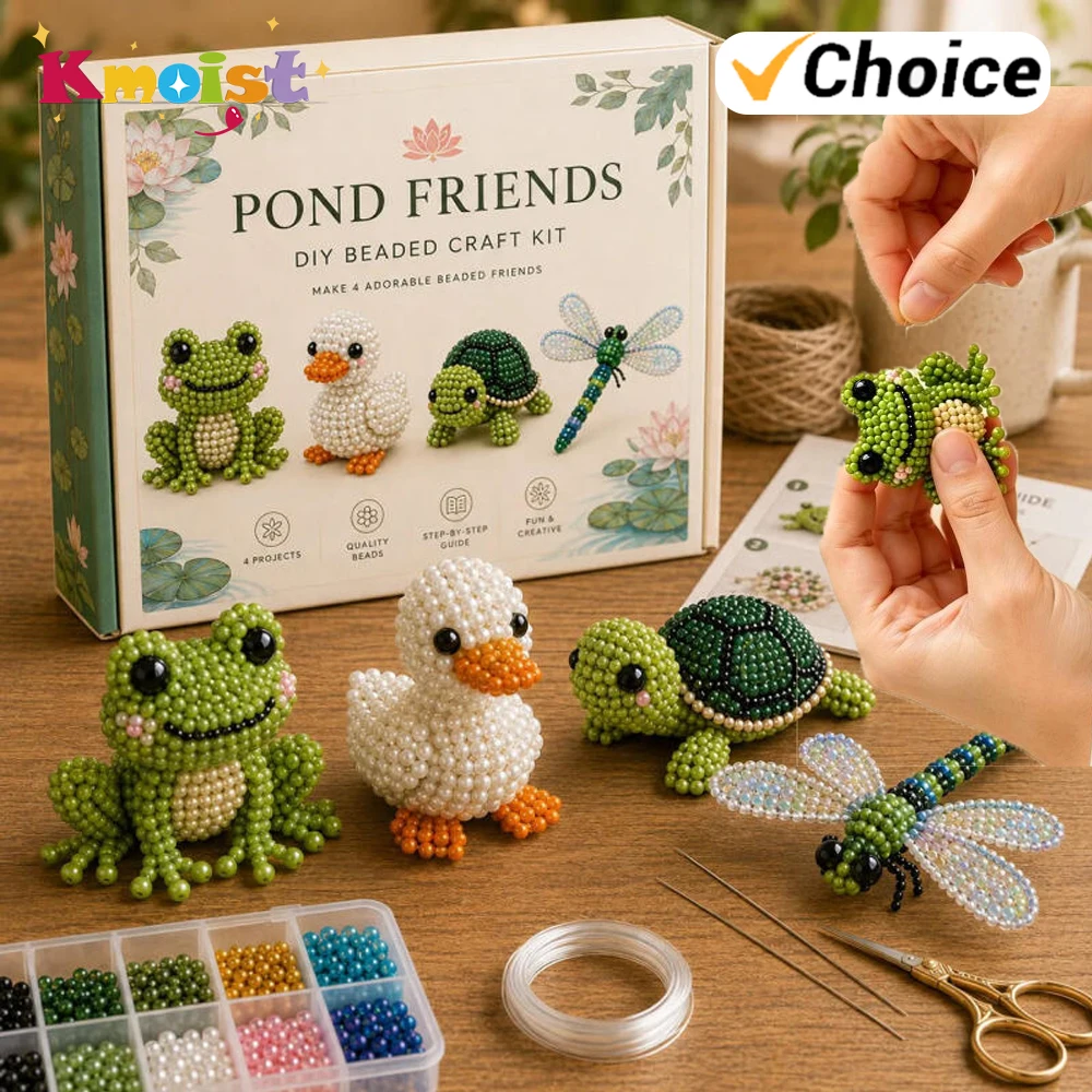 3D Beaded Animal DIY Craft Kit 4 pieces Handmade Bead Weaving Set Handicraft Desktop Home Decor Christmas Gifts for Adults