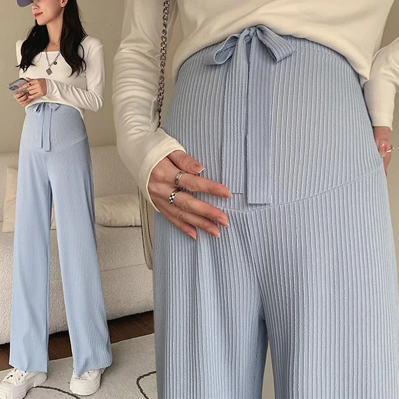 Plus Size Maternity Pant Summer Maternity Ice Silk Pant Summer Maternity Wear Wide-leg Pant Thin Outer Wear Loose Pleated Pant