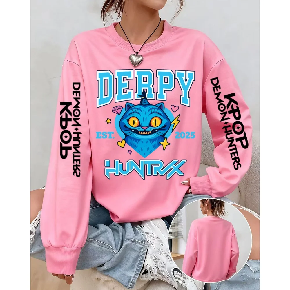 ديربي الأزرق النمر اللعب مع وعاء مطبوعة لطيف البلوز Kpop شيطان الصيادين قميص هوديي العصرية Harajuku Kpop النساء الملابس #6