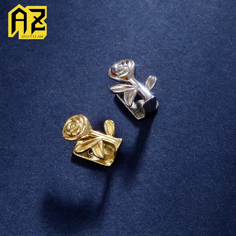 Anztilam Rose Grillz Iced Out грили зубной гриль мужские и женские кепки в стиле хип-хоп латунь циркон модные украшения Бесплатная доставка