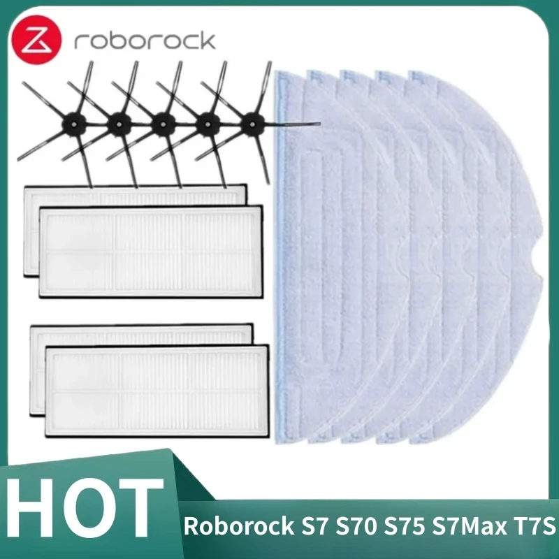 

High Quality Replacement Parts For Roborock S7 S70 S75 S7Max T7S Vacuum Cleaner - Side Brush Mop Cloth Rag Hepa Filter