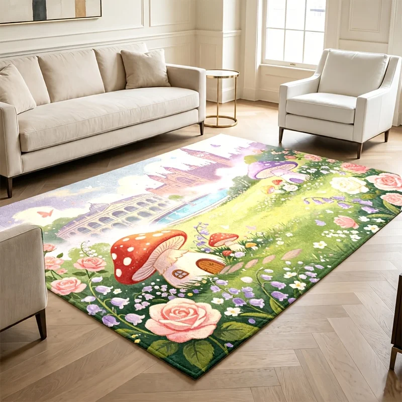 Fairy Fairy Tale Mushroom Castle Garden Area Rug Dreamy Floral Art Carpet Decor Floor Rug for Living Room Home Housewarming Party Gift - Aliexpress Deal
