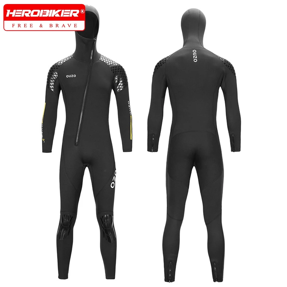 

3mm Neoprene Wetsuit Hooded Men and Women Full Body Diving Suit Keep Warm Thicker Surfing Scuba Snorkeling Front Zipper Wetsuit