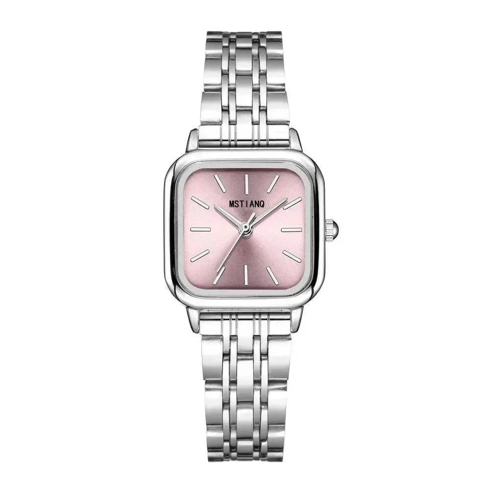 Stainless Steel Watch Women\'s Ins Style Simple Student Quartz Watch Casual Fashion Versatile Luxury Small Square Wristwatch