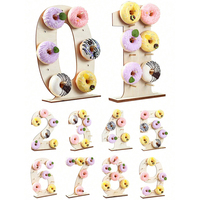 Number 0-9 Wooden Donut Display Stand Holder Board Table Desserts Stand for Birthday Party Wedding Baby Shower
