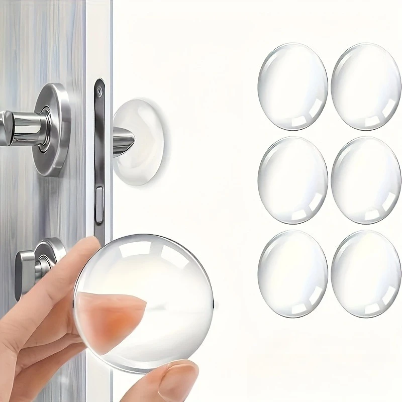 4pcs Transparent Self-Adhesive Door Stopper Wall Protector, Shock Absorbing & Noise Reducing, Easy Install for Home Office