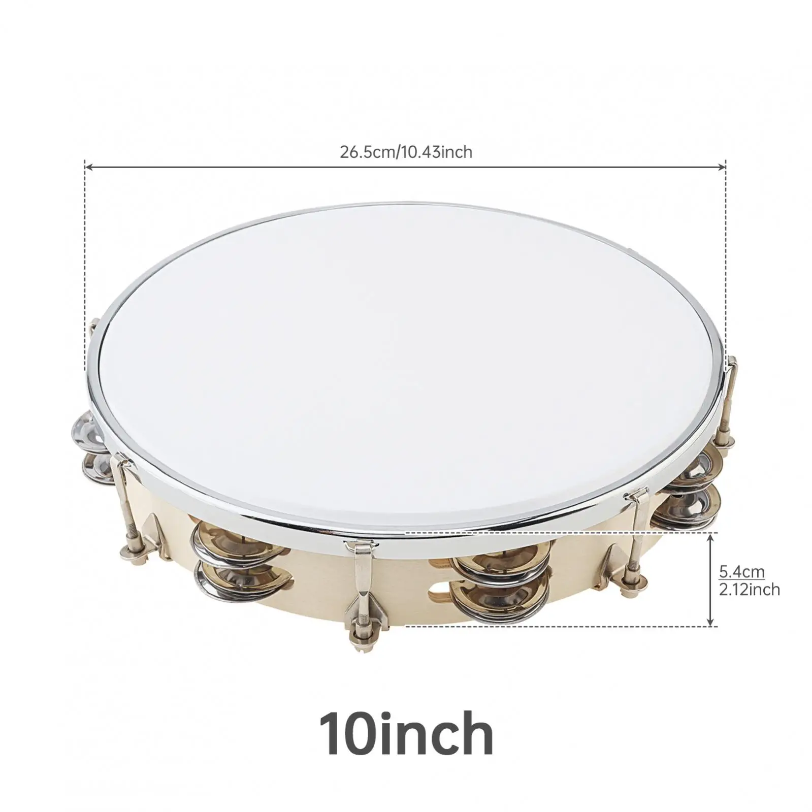 Obrázek 4: 8 / 10uo palec laditelný dvojitý rvát se jingles dřevo tambourine pro jeviště / církev s tuningu klíč, kov vyztužené formulovat ruka buben