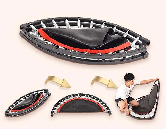 Good Elastic Fitness Trampoline Folding Jumping bed Bouncing bed With T Armrest