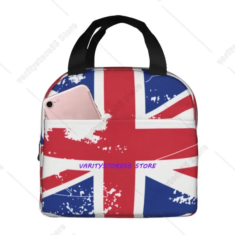 Custom British Union Jack Flag Insulated Lunch Bag for Camping Thermal Cooler Bento Box Women Children Food Container Tote Bags