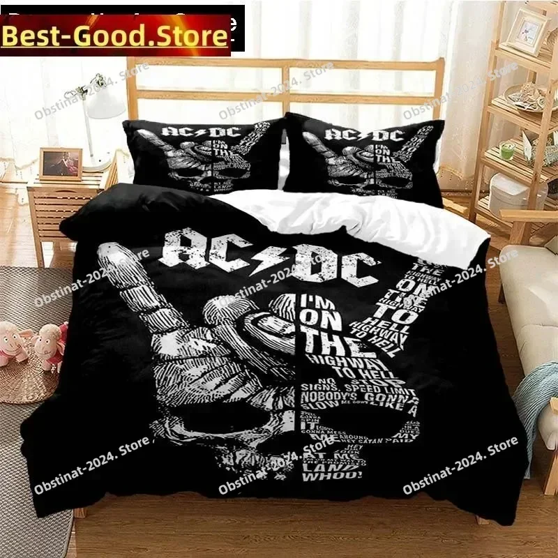 3D Fashion AC DC Rock Band Bedding Set Duvet Cover Full Queen King Pillowcase Bed Printed Bed Set Aldult Kid Bedroom Single Twin