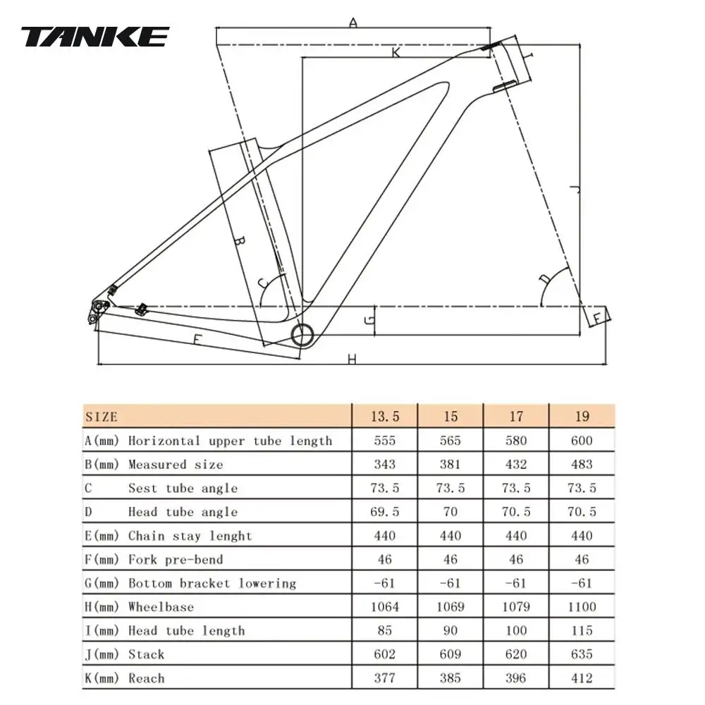 TANKE 29er Carbon Mountain Bike Frame Boost 148mm MTB Carbon Bicycle Frame Disc Brake Hard Tail T800 Carbon Fiber BicicletaFrame view 6