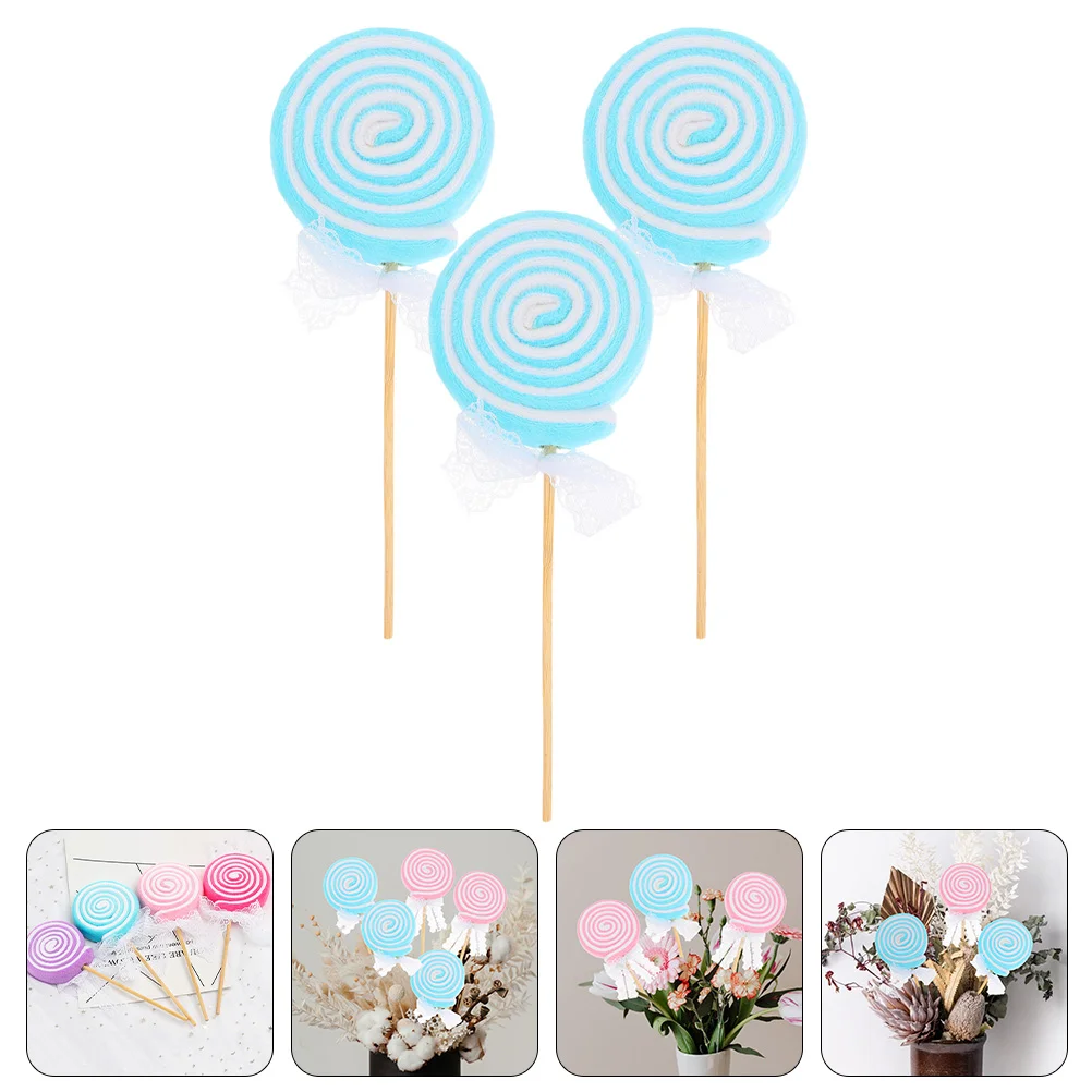 3 Pcs Lollipop Photo Prop Scene Decorative Props Candy Cane Fake Models Wool Felt Simulation