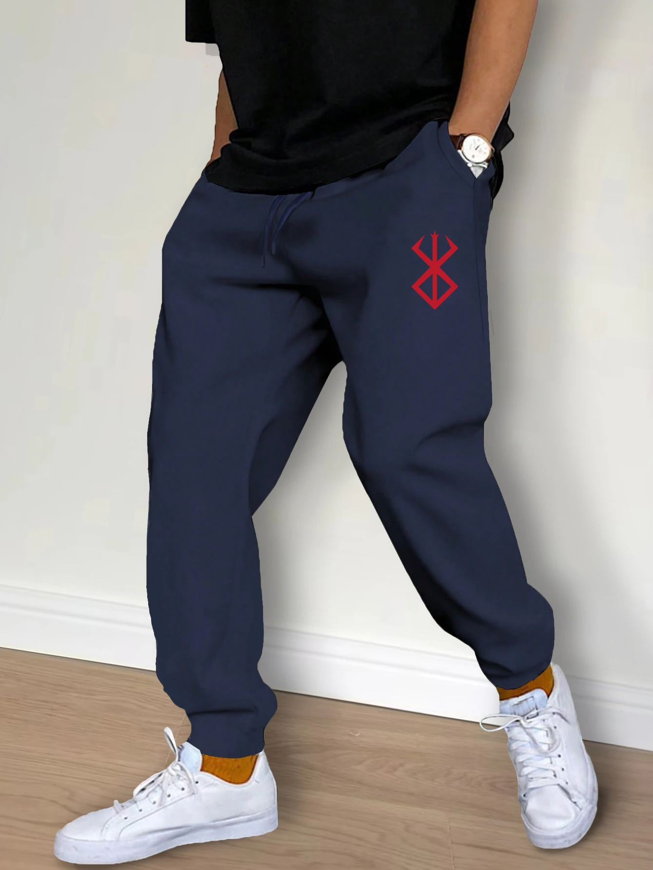 Męskie spodnie na co dzień Modne spodnie na co dzień ze sznurkiem Joggery Trening Bieganie Siłownia Fitness Spodnie sportowe Streetwear Spodnie