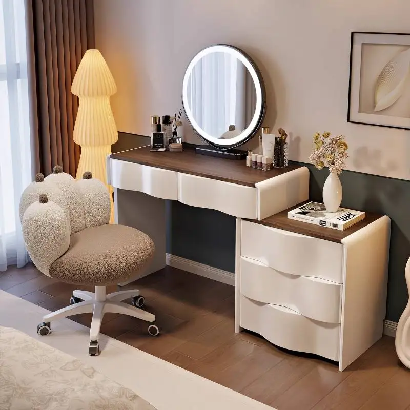 

Туалетный столик класса люкс с полками, органайзером, европейским современным дизайном, компактным зеркалом, ящиками, милый деревянный туалетный столик для макияжа (Penteadeira)