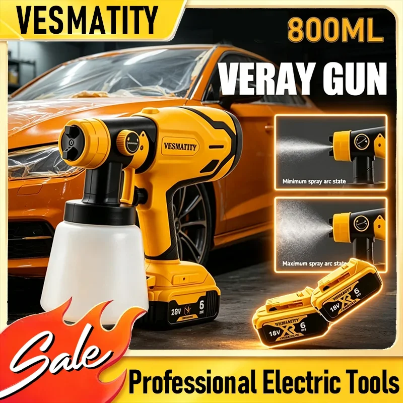 HOT SALE Cordless Electric Spray Gun 800ML Portable Paint Sprayer High Power Auto Furniture Coating Airbrush For Dewalt Battery