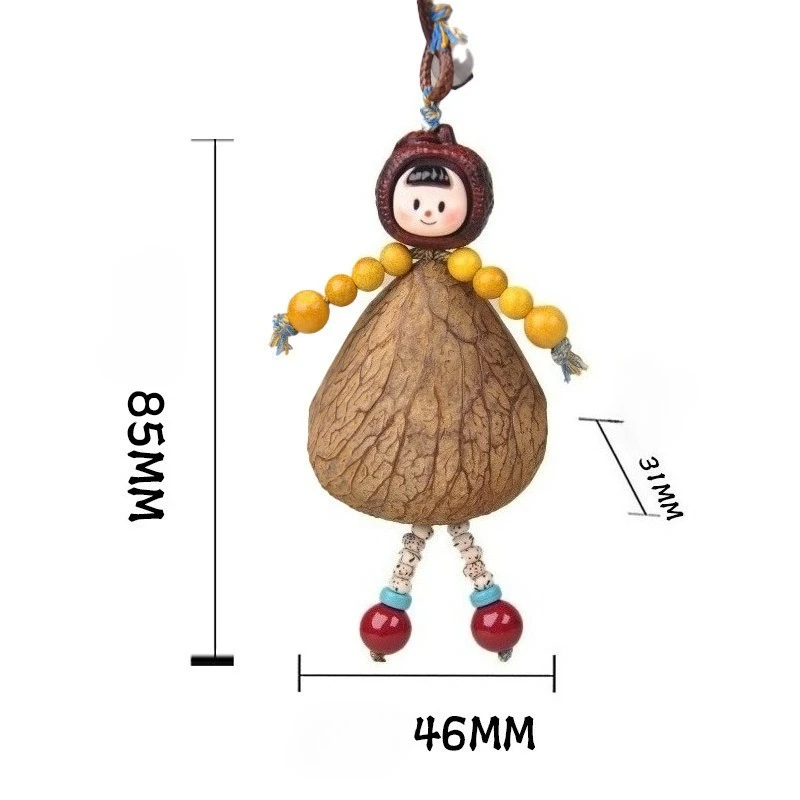 Cute Handmade Acorn Girl Doll Rattle Pendant Nut Shell Craft Decoration Bag Charm Phone Strap Hanging Ornament Gift For Friends