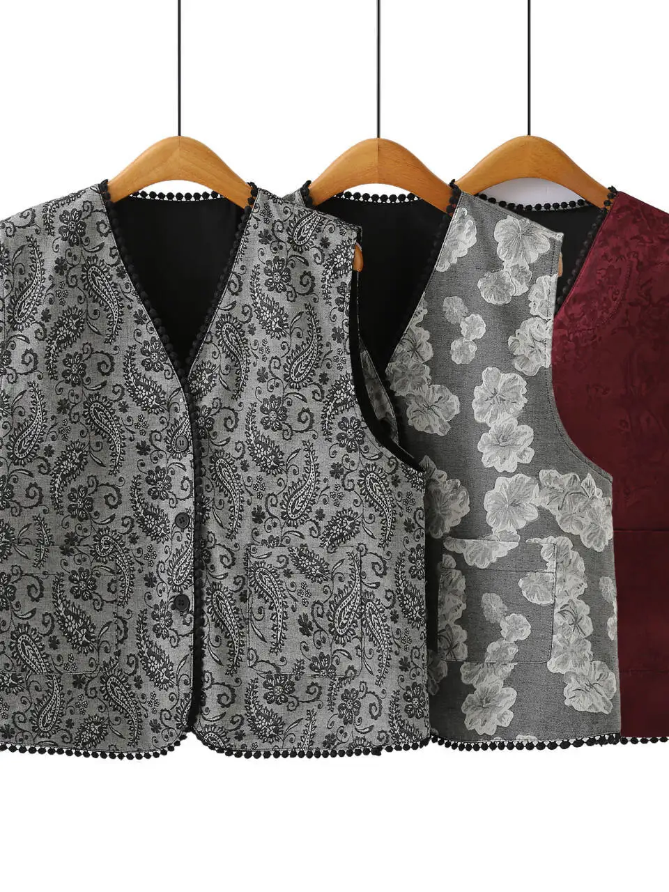

Double-Sided Wear V-Neck Embroidered Jacket Large Size Women's 2025 Autumn New Design Versatile Slimming Sleeveless Shoulder ...