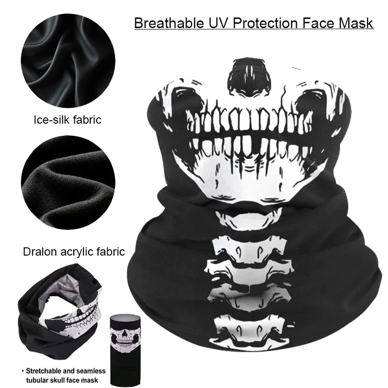 

Skull Summer Bandana Hanging Ear Triangle Scarf Cycling Hiking Hunting Fishing Sports Bicycle Face Mask Neck Gaiter Men Women