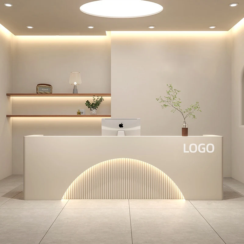 Custom Modern Commercial Office Front Reception Table Wooden High-End Design Reception Desks