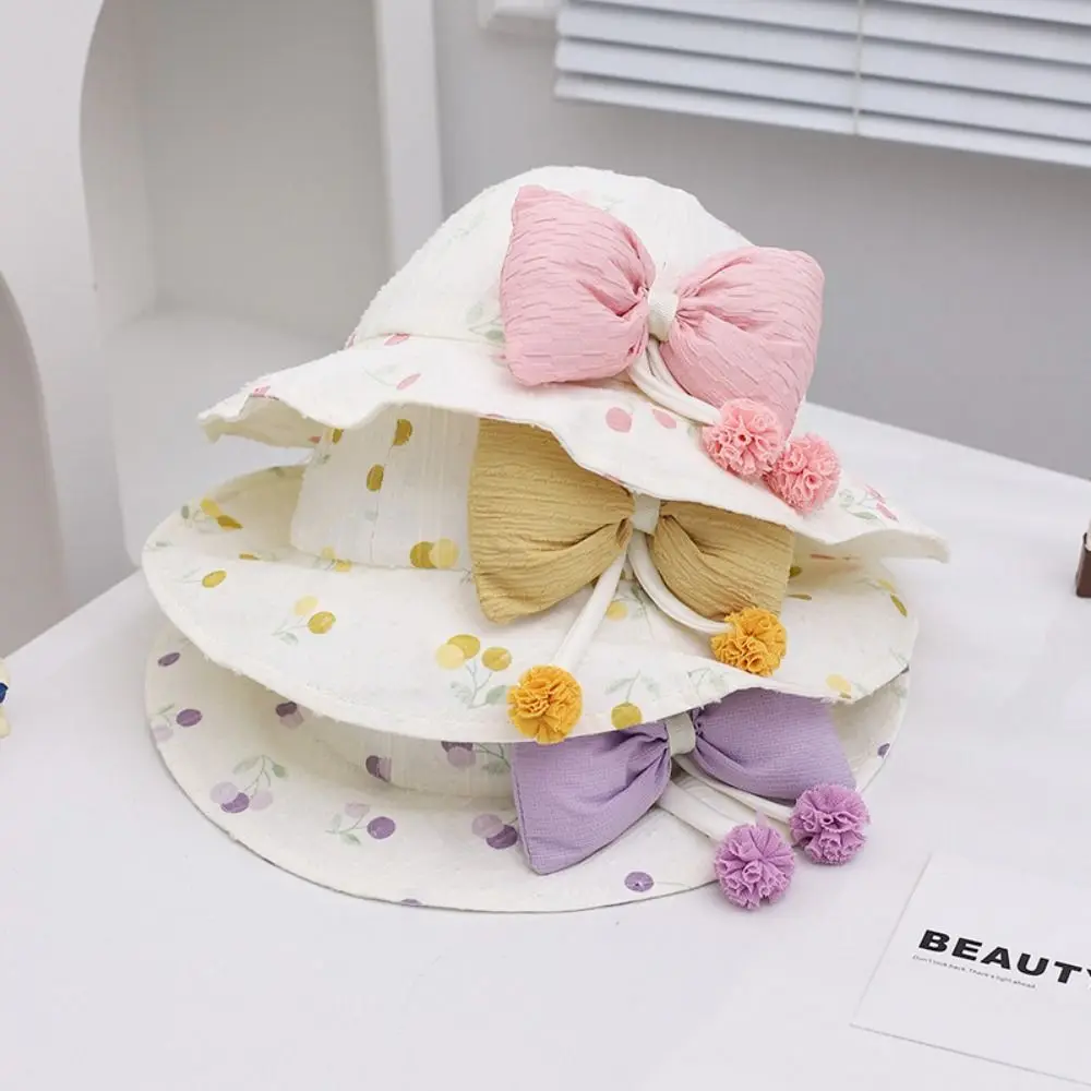 

Fashion Kawaii Children Sun Hat UV Protection Wide Brim Baby Fishermen Hat Bowknot Sunshade Kids Bucket Hat Boys/girls