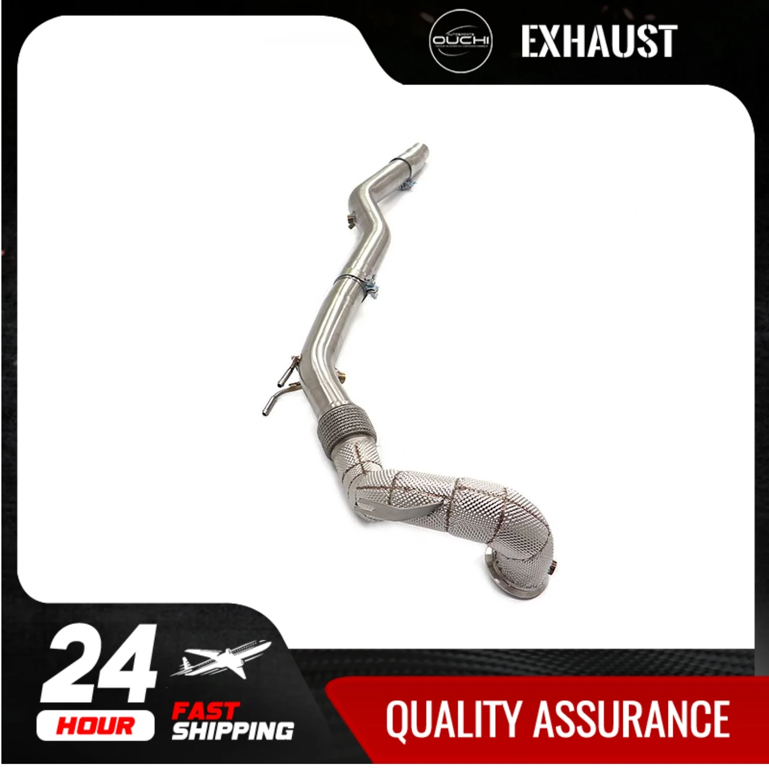 Fast shipping in 24 hours downpipe for AUDI S3 8Y OUCHI Stainless steel exhaust system With heat shield without catalytic