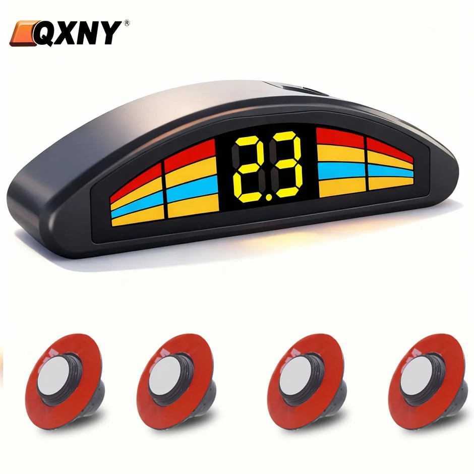Parktronic 4 Parking Sensor Kit Flat 16.5mm Reversing Backup Radar Recoil Auto Detector  Assistance Voice Buzzer Automobile Car