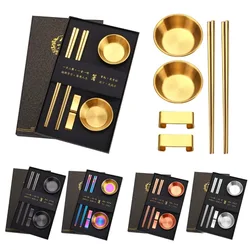 304 Stainless Steel Chopsticks Gift set Sushi Sticks Reusable Metal Korean Chopsticks Set Healthy Alloy Tableware Palillos