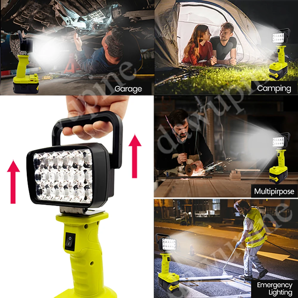 

Portable Lanterns 18 LED Work Lights Camping Lamp Torch Searchlight Flashlight Spotlight for Ryobi 18V Lithium Battery P107 P108