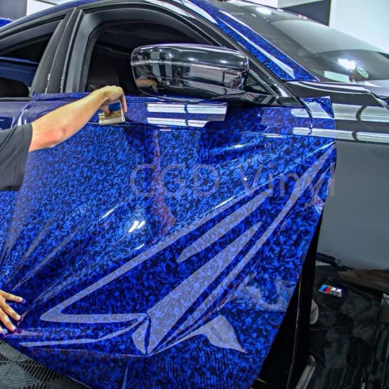 

High-quality glossy carbon fiber blue vinyl film, interior film, glossy multi-color vinyl film, car and motorcycle film
