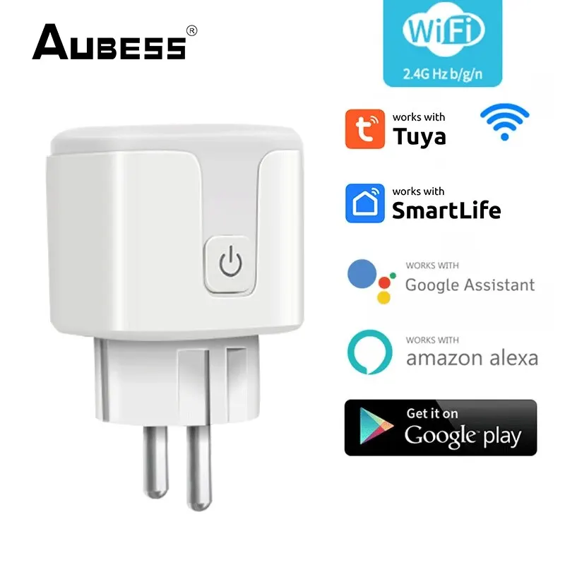 Tuya WiFi Smart Plug 16A/20A EU Smart Socket With Power Monitoring Timing Function Smart Life APP Voice Control Via Alexa Google