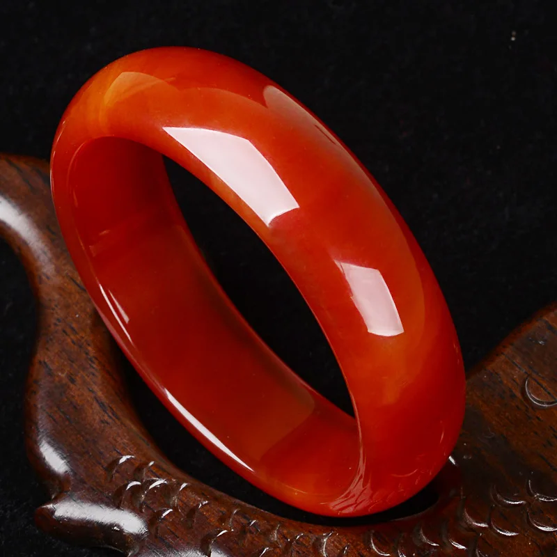 Mai Chuang/ Hand-made/ Natural Brazil Wide Red Agate Women Bangle High Quality Fine Jewelry Accessories Bracelets for Mom Gift